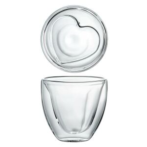 Ambition Mia Szív Alakú Duplafalú Termopohár, 250 ml, 2 darabos szett - Pohár