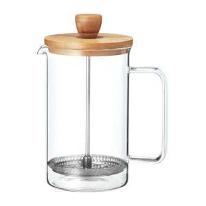 Ambition Nordic 1L Glas French Press Kaffe- und Teemaschine mit Bambusdeckel - Ambition