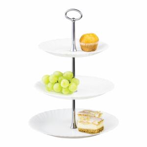 Luminarc Feston 3 szintes tortaállvány - Elegáns tálaló állvány desszertekhez és gyümölcsökhöz. - Luminarc