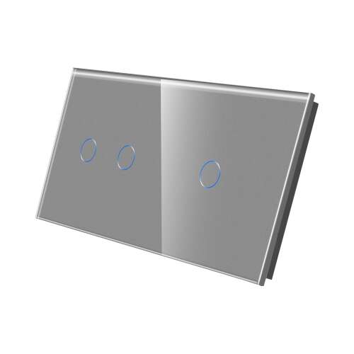 LUXION üveg érintőkapcsoló panel, dupla + egyszerű, szürke - Luxion