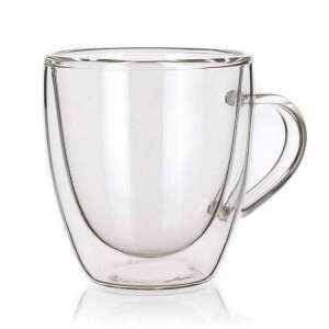 Banquet Doblo duplafalú üveg eszpresszó kávéscsésze aljjal, 80 ml - Banquet