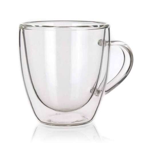 Banquet Doblo duplafalú üveg eszpresszó kávéscsésze aljjal, 80 ml