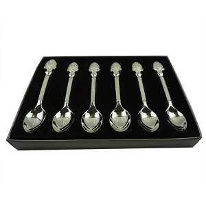 Ezüst színű kiskanál szett 6 darabos fekete dobozban - Kanál