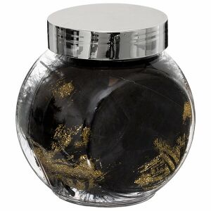 Fekete madártoll dekoráció arany csillogással tégelyben - mini - Nonbrand Karácsonyi dekoráció