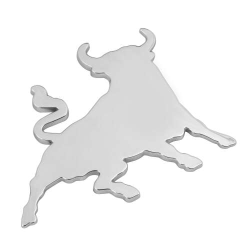 Chrome bull 3D sticker, car emblem, car accessories