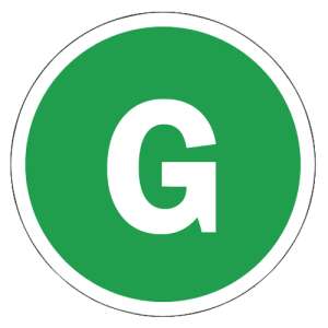 Green round sticker with white letter G, 18cm diameter - Car decal