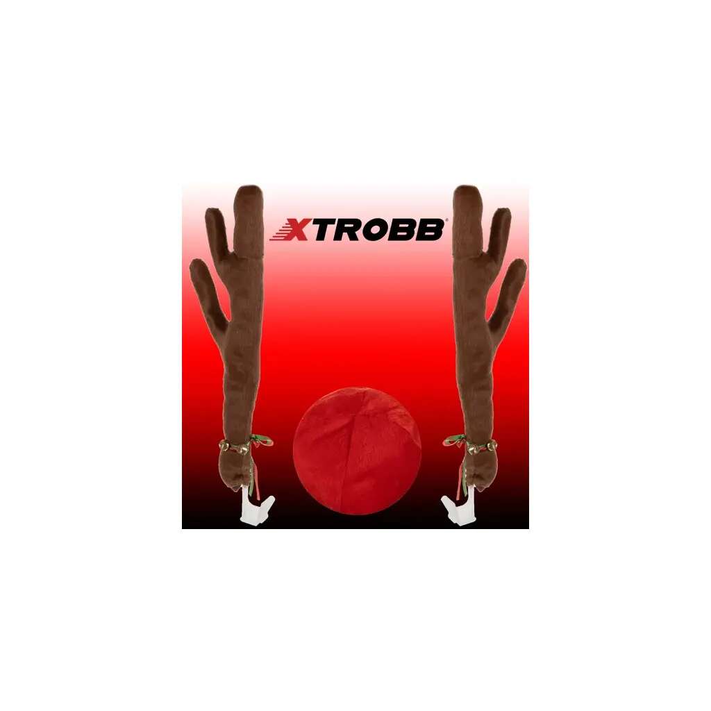 Vianočná dekorácia na auto, 2 sobie parohy + červený nos