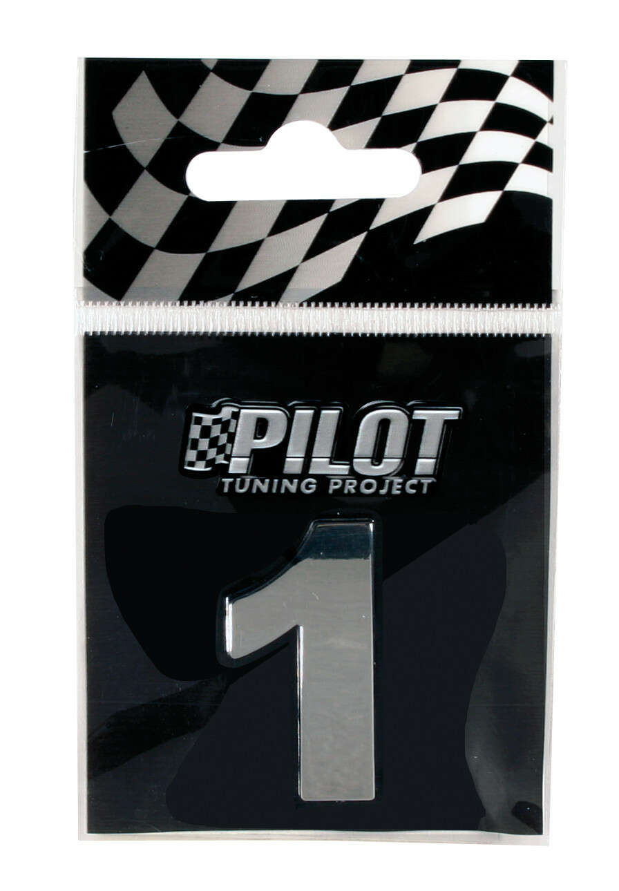 Autocolant 3D crom Type-3 (28mm) cifra - " 1 "