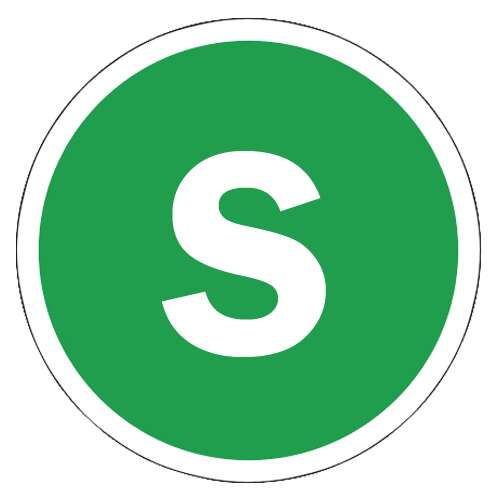 Autocolant rotund verde cu litera S albă, 30MS Kamion matrica S betű - Ø18cm