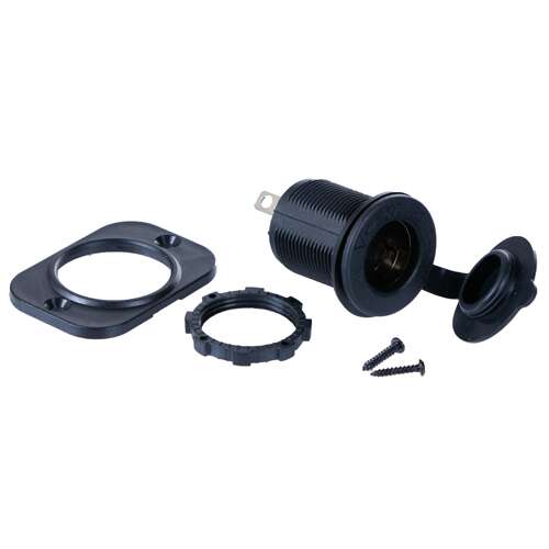 4Cars Flush Lighter Socket, 12V 20A autós szivargyújtó aljzat, süllyesztett szerelés, fekete, szerelési tartozékokkal - Szivargyújtós adapter és elosztó