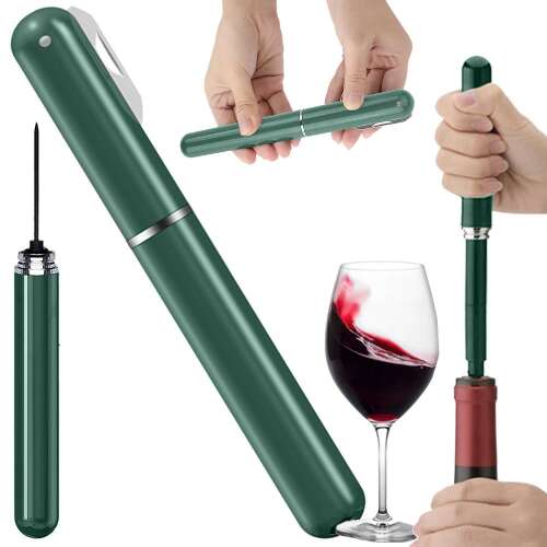 Praktikus Pneumatikus Bornyitó - Pneumatic wine opener in use, wine glass