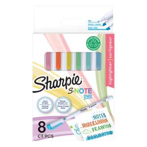 Sharpie S-NOTE DUO kétoldalas vízbázisú kiemelő filctollak, 8 darabos, vegyes színek - Sharpie