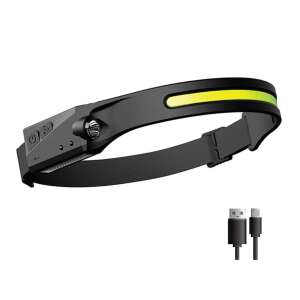 Extra silná COB LED čelovka, pohybový senzor, USB C, 6 režimov svietenia