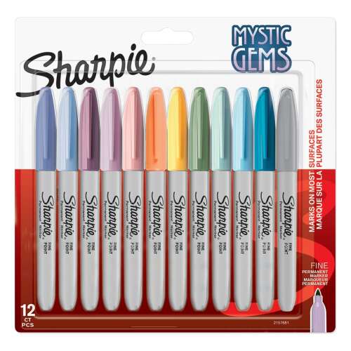 Sharpie Mystic Gems állandó filctoll készlet, 12 darabos, vékony hegyű, vegyes színek