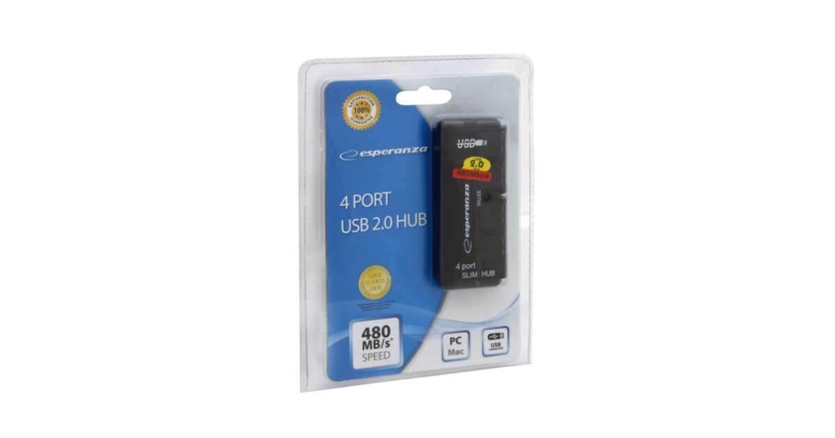 Esperanza EA112 HUB adapter, 4x USB, Fekete | Pepita.hu