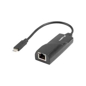 Adaptor Lanberg NC-1000-02 USB-C la Ethernet, negru, cablu de 15 cm - Adaptoare de rețea