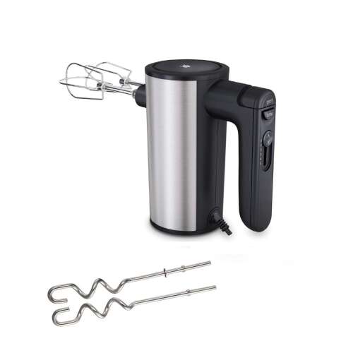 Mixer de mână WMF Kult X, argintiu și negru, cu două cârlige pentru aluat și două teluri