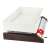 Momert 7462 mechanical kitchen scale with a white tray, black and white color, side view