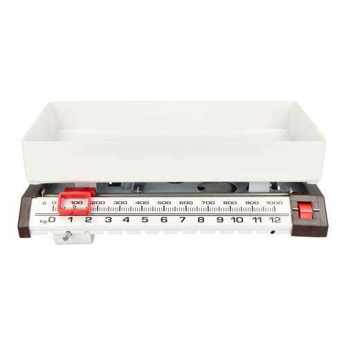 Momert 7462 mechanical kitchen scale with a white tray, black and white color