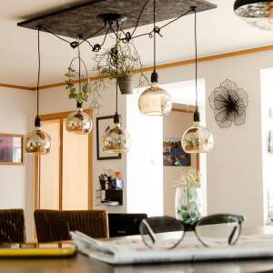 Segula 50588 Phoenix Pendelleuchte, schwarz, 5 Leuchten, modernes Design, Industriestil, Wohnzimmer, Esszimmer, Küche - Hängeleuchten