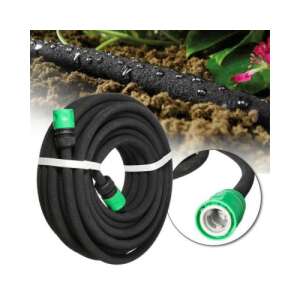 Furtun de irigare prin picurare Timeless Tools 30 metri, negru cu conectori verzi, pentru udarea plantelor - Sistem de picurare pentru gradina