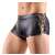 Svenjoyment Férfi Fekete Bőr Boxer Nadrág Csipkés Oldalakkal és Cipzáros Repülővel - Oldalnézet Modellel