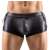 Svenjoyment Férfi Fekete Bőr Boxer Nadrág Csipkés Oldalakkal és Cipzáros Repülővel - Elülső Nézet Modellel