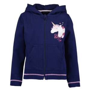 Blue Seven Mädchen Kapuzenpullover mit Reißverschluss in Marineblau mit Einhorn-Druck - Pullover für Kinder