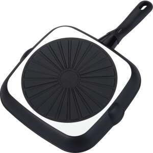 Patelnia grillowa kwadratowa Ballarini Avola 28 cm, czarna, aluminiowa, nieprzywierająca, do indukcji - Patelnia