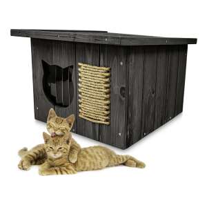 Zateplený domček pre mačky s plochou strechou a otváracou strechou #grey 75323265 Domčeky pre mačky