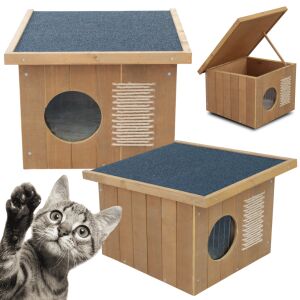 Pepita Flachdach isoliertes Katzenhaus mit Öffnungsdach #braun 128025640 