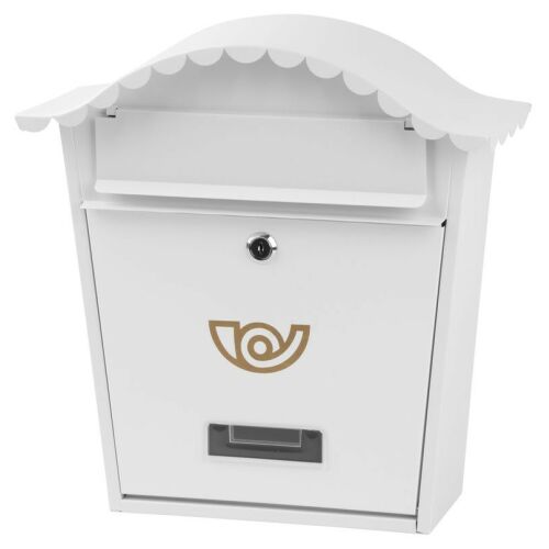 STR Napoleon white metal mailbox, secure and stylish postal box