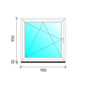 100×100 Bukó-nyíló műanyag ablak 74029487 
