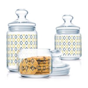 Luminarc Club Siloe 3 darabos üveg tárolóedény készlet fedővel, ideális konyhai rendszerezéshez - Luminarc