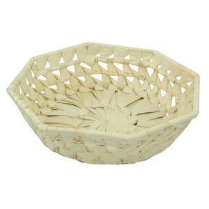 Domotti Palma szőtt kosár, 20x20 cm, természetes pálmalevél kosár kenyérhez vagy gyümölcshöz - Gyümölcskosár