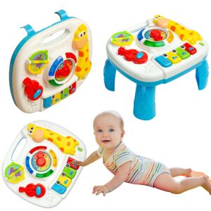 Kollázs a TOYZ Zenés Tanuló Asztalról különböző módokban, játszó baba - Toyz