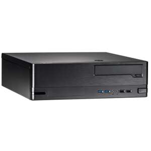 Akyga AK-502-02BK Small Form Factor Computer Case, black, front view - Akyga