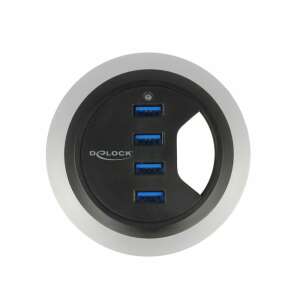 DeLock In-Desk Hub 4 Port USB 3.0, czarny, 4 porty USB, montaż na biurku - Koncentrator USB