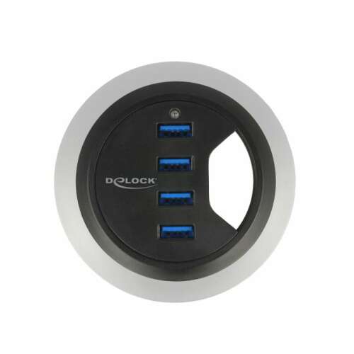 DeLock In-Desk Hub 4 Port USB 3.0, черен, 4 USB порта, монтаж на бюро