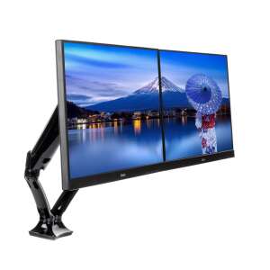 iiyama DS3002C-B1 Doppelmonitorarm, schwarz, für zwei Monitore bis zu 27 Zoll, Gasfeder, Schreibtischmontage, ergonomisch - Monitorstative und -ständer