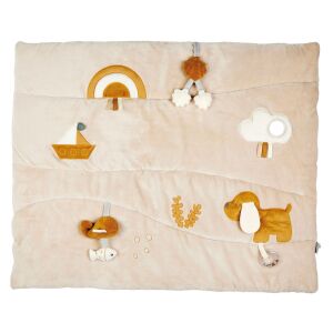Nattou Charlie plush baby play mat, 80x100cm, featuring rainbow, boat, cloud and dog appliques - Baby Gyms & Play Mat and Foam Puzzle