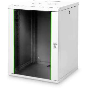 Rack шкаф Digitus DN-19 16U-6/6 за монтаж на стена, сив, 16U, дълбочина 600mm, преден изглед - Шкаф за стелажи