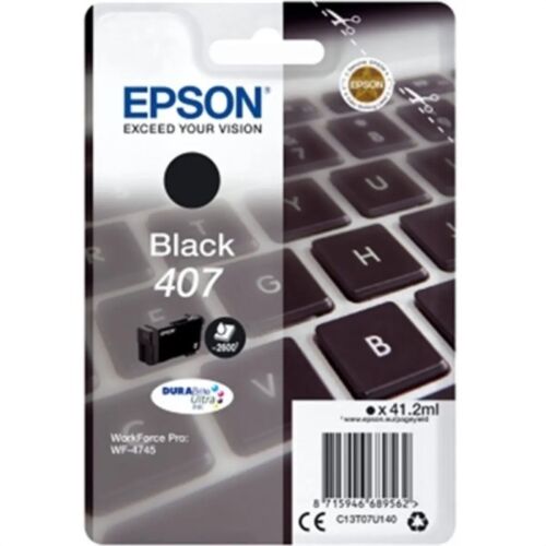 Epson 407 Fekete Tintapatron - 41.2ml, T07U1, Workforce Pro WF-4745DTWF nyomtatóhoz