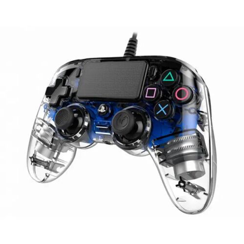 Nacon WiPiros Illuminated Compact USB Gamepad - Transparent Blau PS4 Controller - Schräge Ansicht