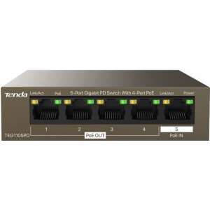 Tenda TEG1105PD 5-Port Gigabit PD Switch with 4-Port PoE - Tenda Switch