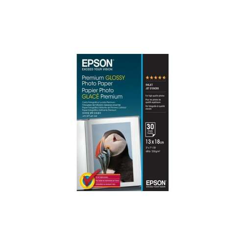 Epson Premium Glossy Photo Paper, 13x18cm, 30 Blatt, glänzendes Finish, für hochwertige Fotos