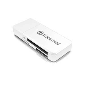 Transcend RDF5 USB 3.0 kártyaolvasó, fehér, ferde nézet - Kártyaolvasó
