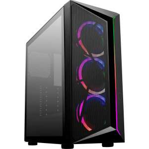 Корпус за компютър Cooler Master CMP 510, черен с RGB осветление, изглед под ъгъл - Технически статии и електроника