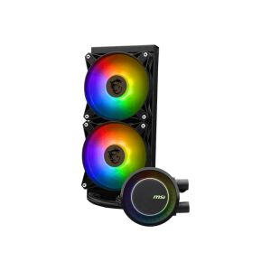 Cooler CPU MSI MAG CoreLiquid E240 ARGB pe fundal alb - Ventilator de PC