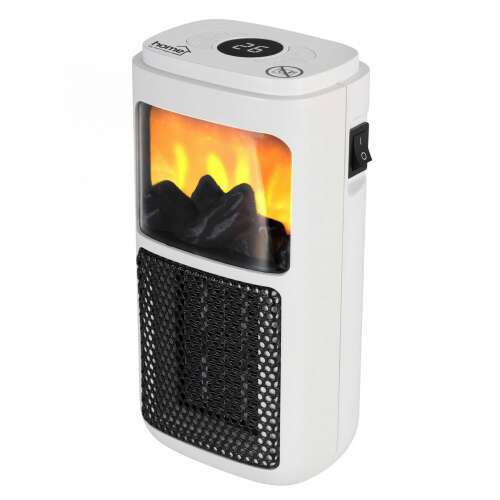 Home Portable Ceramic Heater with Flame Effect, 400W, White